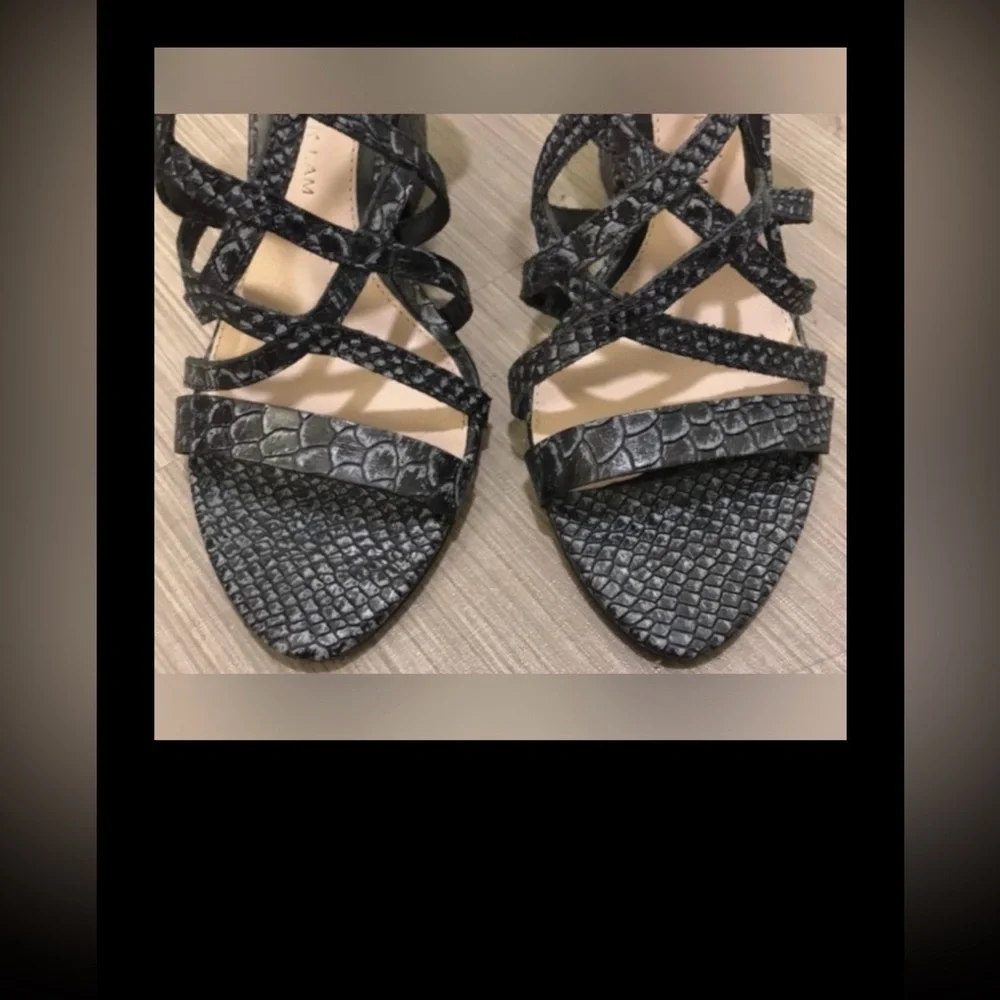 Crosby Derek Lam Zanzibar Wedge Leather Heels snakeskin texture black size 6.5